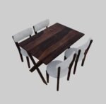 Gunnu Furniture Sheesham Wood Wooden 4 Seater Corel Febric zebra Dining Set with 4 Chairs and One Table - Image 7