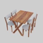 Gunnu Furniture Sheesham Wood Wooden 4 Seater Corel Febric zebra Dining Set with 4 Chairs and One Table - Image 2