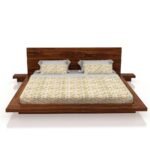 Gunnu Furniture Sheesham Wood Wooden Low Height Platform Bed with two Bedside tables - Image 9