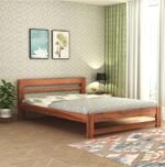 Sheesham Wood Wooden Cot Bed with 2 Horizontal Bar Headboard without Storage for Bedroom, Living Room and Hotel