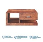Sheesham Wood Wooden Center Tea Coffee Table for Living Room - Image 2