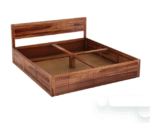 Sheesham Wood Wooden Box Storage Rectangular Slat Bed (King, Queen, Double and Single) - Image 6