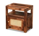 Sheesham Wood Wooden Natural Cane Bed Side Table - Image 5