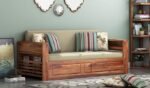 Sheesham Wood Wooden Sofa Cum Bed with Storage for Living Room and Office