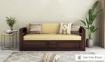 Sheesham Wood Walnut Sofa Cum Bed with Storage for Living Room and Office