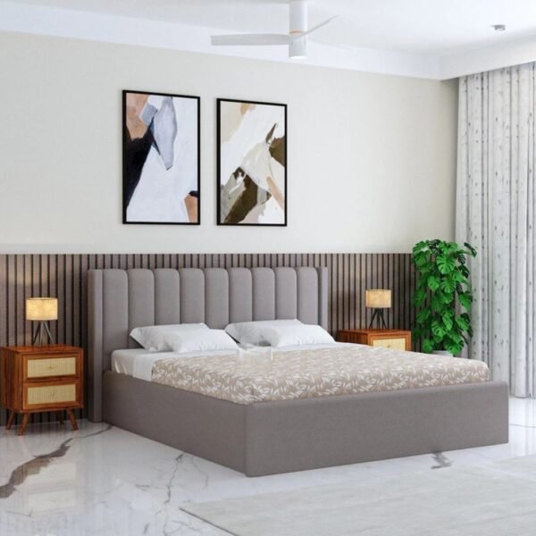 Wooden Upholstered Bed with Tufted Headboard/Wooden Cot/Palaung For Bedroom