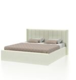 Wooden Upholstered Bed with Tufted Headboard/Wooden Cot/Palaung For Bedroom ( Colour Off White ) - Image 2