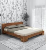 Shiva-P45 Sheesham Wood Queen Size Bed In Rustic Teak Finish