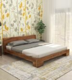 Shiva-P45 Sheesham Wood Queen Size Bed In Rustic Teak Finish - Image 2