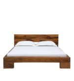 Shiva-P45 Sheesham Wood Queen Size Bed In Rustic Teak Finish - Image 4