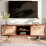 Sheesham Wood Solid Wooden Natural Rattan Cane Tv Cabinet,TV Unit Console table