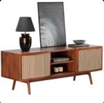 Sheesham Wood Solid Wooden Natural Rattan Cane Tv Cabinet,TV Unit Console table - Image 3