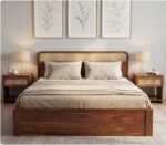 4DS Sheesham Wood Bed with Drawer Storage and Rattan Cane Detailing - Image 7