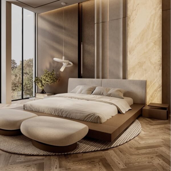Low height Platform Upholstery Bed without storage