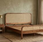 Sheesham Wood Rattan Cane Round Corner Cot Bed without Storage for Living Room and Bedroom - Image 2